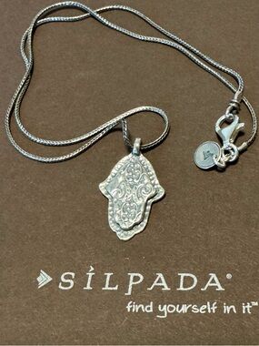 Silpada Sterling Silver Luck Hamsa Hand of Fatima N1712 Pendant 17in new